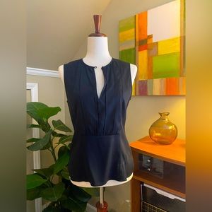 Theory black silk sleeveless blouse